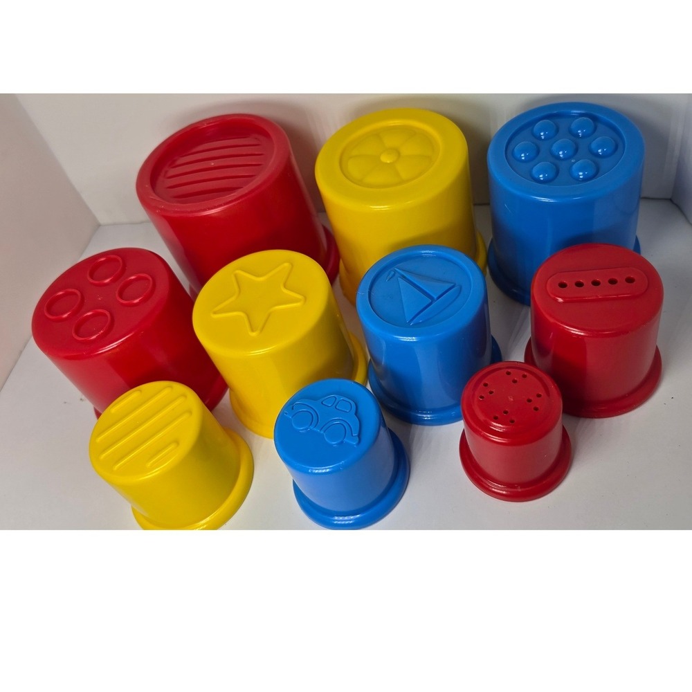 2 Sets Primary Color Plastic Stacking Nesting Cups Bath Sand Toy Set 20pc total